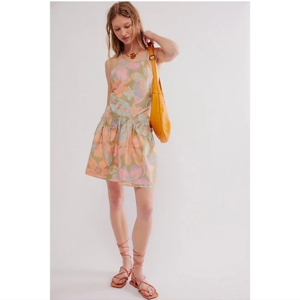 Free People Deserted Island Mini Dress Rainforest Combo Xsmall,smal Summer Beach - Picture 11 of 14